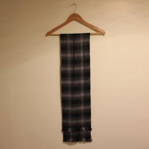 Charcoal Grey  Plaid Vintage Scarf